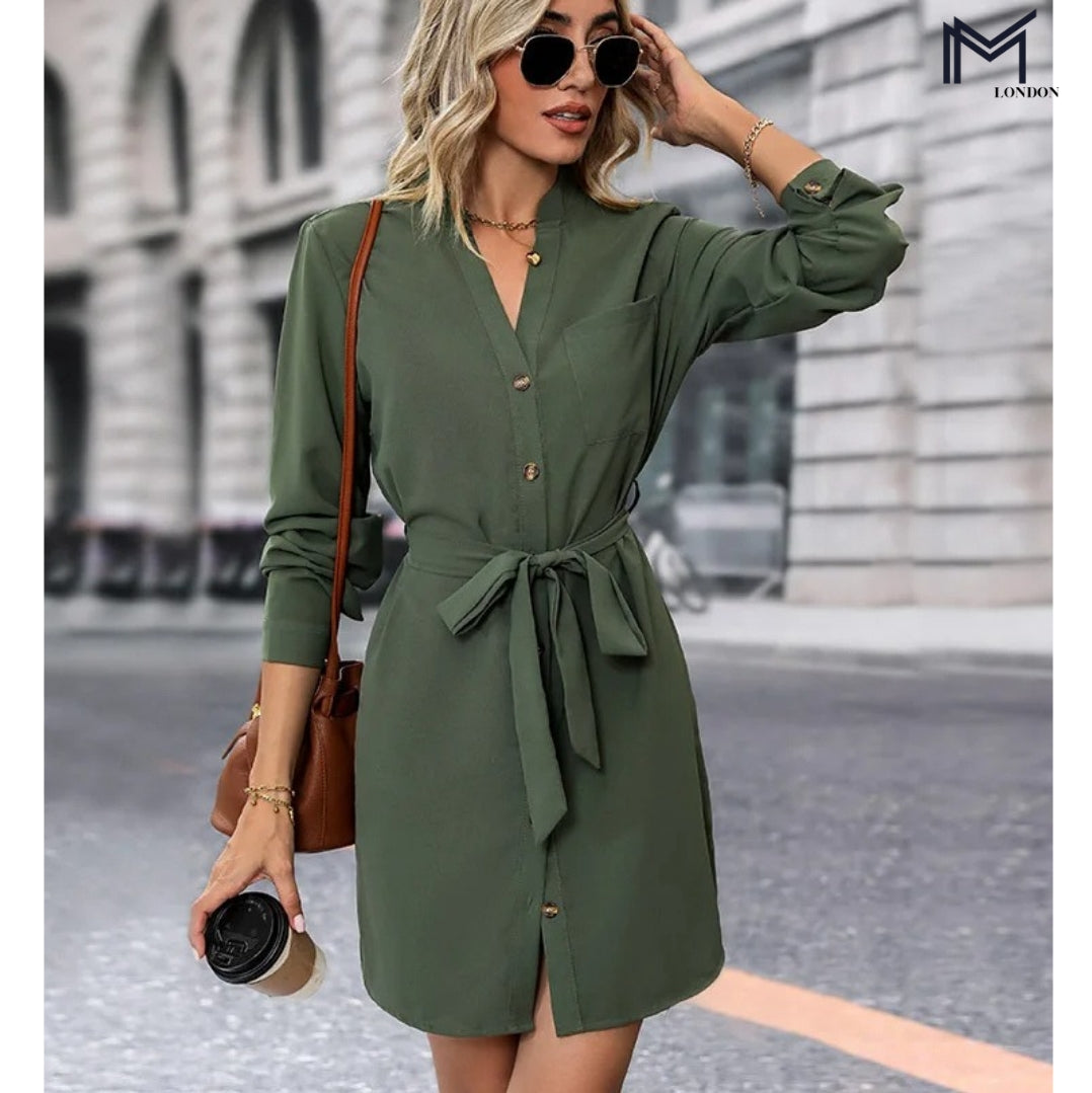 Shirt Skirt Autumn Lace-Up Cardigan Dress