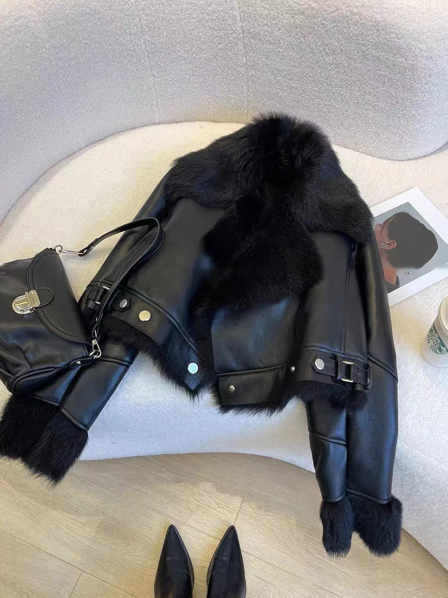 Luxe Faux Fur Leather Jacket