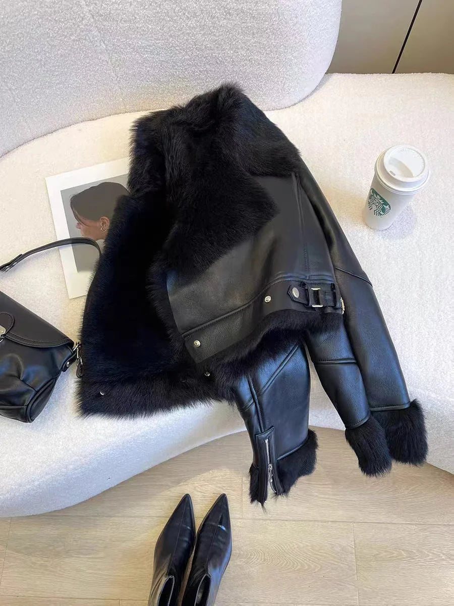 Luxe Faux Fur Leather Jacket