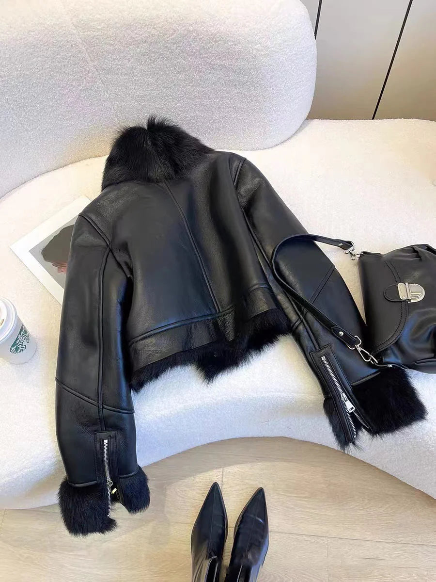 Luxe Faux Fur Leather Jacket