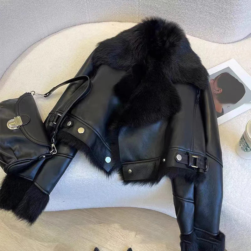 Luxe Faux Fur Leather Jacket